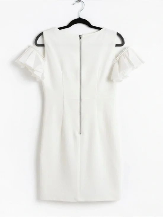 Ina White Cold-Shoulder Ruffle Mini Dress - Picture 2 of 5